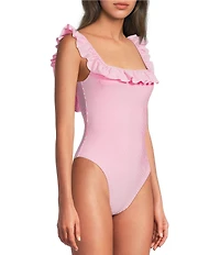 Lilly Pulitzer Aemma Seersucker Stripe Ruffle One Piece Swimsuit