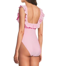 Lilly Pulitzer Aemma Seersucker Stripe Ruffle One Piece Swimsuit