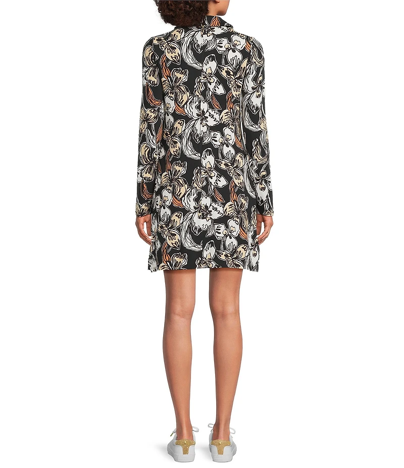 Lilly Pulitzer Alalynn Onyx Irisistable Printed Jersey Notch Collar Long Sleeve Romper
