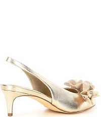 Lilly Pulitzer Amalia Saffiano Leather 3D Floral Ornament Kitten Heel Pumps