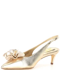 Lilly Pulitzer Amalia Saffiano Leather 3D Floral Ornament Kitten Heel Pumps