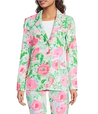 Lilly Pulitzer Amryn Poppy Party Print V-Neck Long Sleeve Blazer
