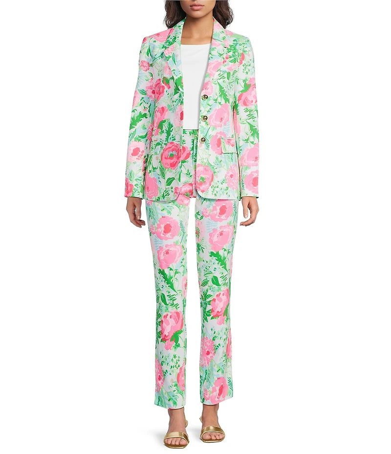Lilly Pulitzer Amryn Poppy Party Print V-Neck Long Sleeve Blazer