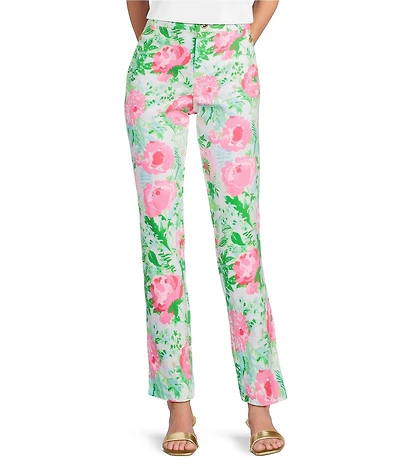 Lilly Pulitzer Ana Poppy Party Print High-Rise Straight Leg Ankle Pants