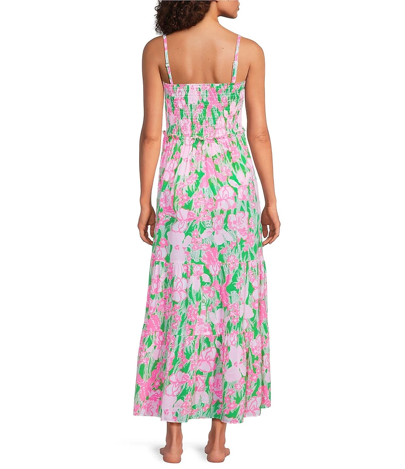 Lilly Pulitzer Anali Floral Print Strapless Tiered Maxi Dress Swim Cover-Up