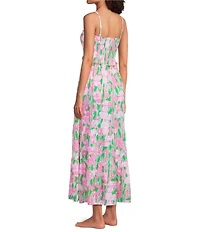 Lilly Pulitzer Anali Floral Print Strapless Tiered Maxi Dress Swim Cover-Up
