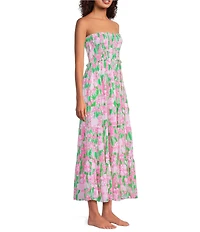 Lilly Pulitzer Anali Floral Print Strapless Tiered Maxi Dress Swim Cover-Up