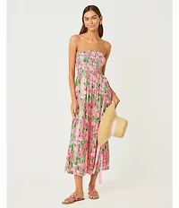 Lilly Pulitzer Anali Floral Print Strapless Tiered Maxi Dress Swim Cover-Up