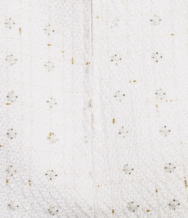 Lilly Pulitzer Anders Floral Peral Embellished Boucle Square Neck Bow Shoulder Romper