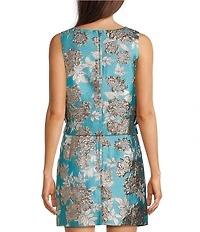 Lilly Pulitzer Annaleese Coordinating Floral Fling Metallic Jacquard Crew Neck Sleeveless Crop Top