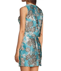 Lilly Pulitzer Annaleese Coordinating Floral Fling Metallic Jacquard Crew Neck Sleeveless Crop Top