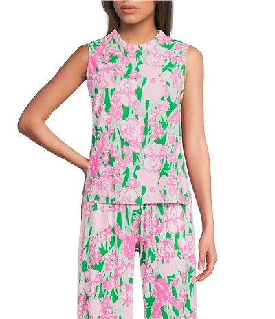 Lilly Pulitzer Anya Coordinating Floral Print Ruffle Neck Sleeveless Top