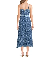 Lilly Pulitzer Arlin Queen Scalloped Eyelet Sweetheart Neck Sleeveless Fit & Flare Midi Dress
