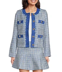 Lilly Pulitzer Ascena Coordinating Boucle Round Neck Long Sleeve Button Front Jacket