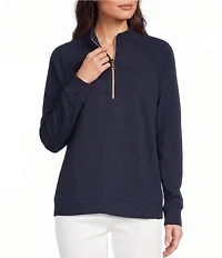Lilly Pulitzer Ashlee Quarter Zip Mock Neck Long Sleeve Knit Sweater