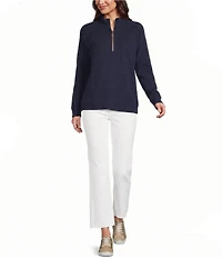 Lilly Pulitzer Ashlee Quarter Zip Mock Neck Long Sleeve Knit Sweater