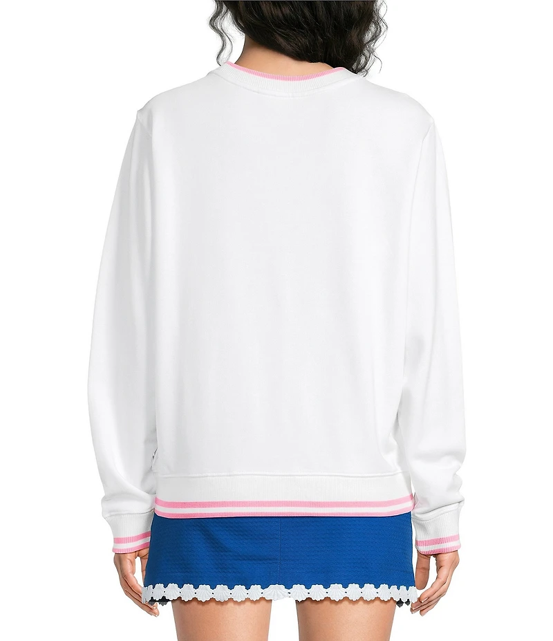 Lilly Pulitzer Ballad Beach Comber Terry Society Crab Embroidery Crew Neck Long Sleeve Sweatshirt