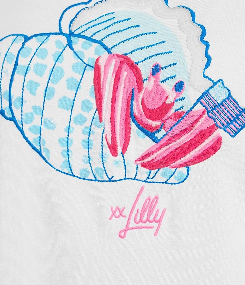 Lilly Pulitzer Ballad Beach Comber Terry Society Crab Embroidery Crew Neck Long Sleeve Sweatshirt