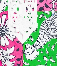 Lilly Pulitzer Barberine Chicken Check Print Crew Neck Sleeveless Lilly Lace Applique Shift Maxi Dress