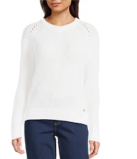 Lilly Pulitzer Belgrave Combed Cotton Knit Crew Neck Long Sleeve Sweater