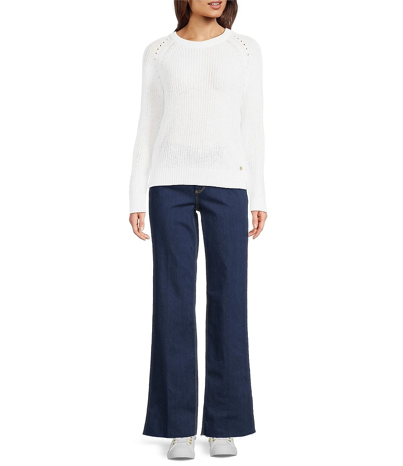 Lilly Pulitzer Belgrave Combed Cotton Knit Crew Neck Long Sleeve Sweater