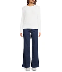 Lilly Pulitzer Belgrave Combed Cotton Knit Crew Neck Long Sleeve Sweater