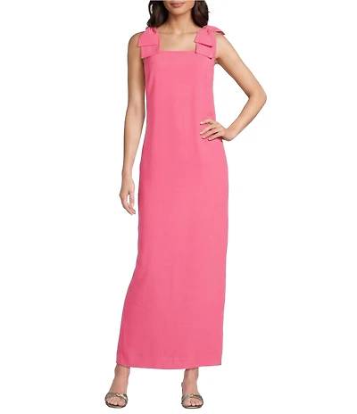 Lilly Pulitzer Bernice Satin Back Crepe Square Neck Bow Shoulder Midi Dress