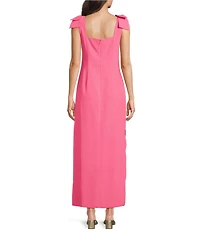 Lilly Pulitzer Bernice Satin Back Crepe Square Neck Bow Shoulder Midi Dress