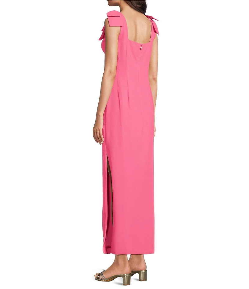 Lilly Pulitzer Bernice Satin Back Crepe Square Neck Bow Shoulder Midi Dress