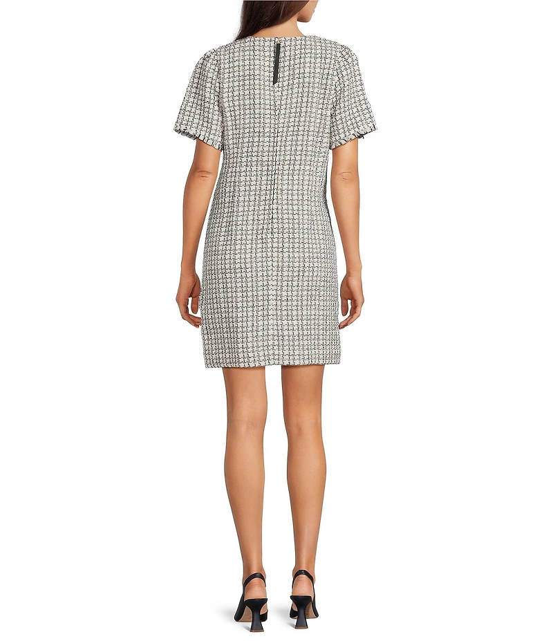 Lilly Pulitzer Brenda Houndstooth Boucle Crew Neck Short Sleeve Mini Dress