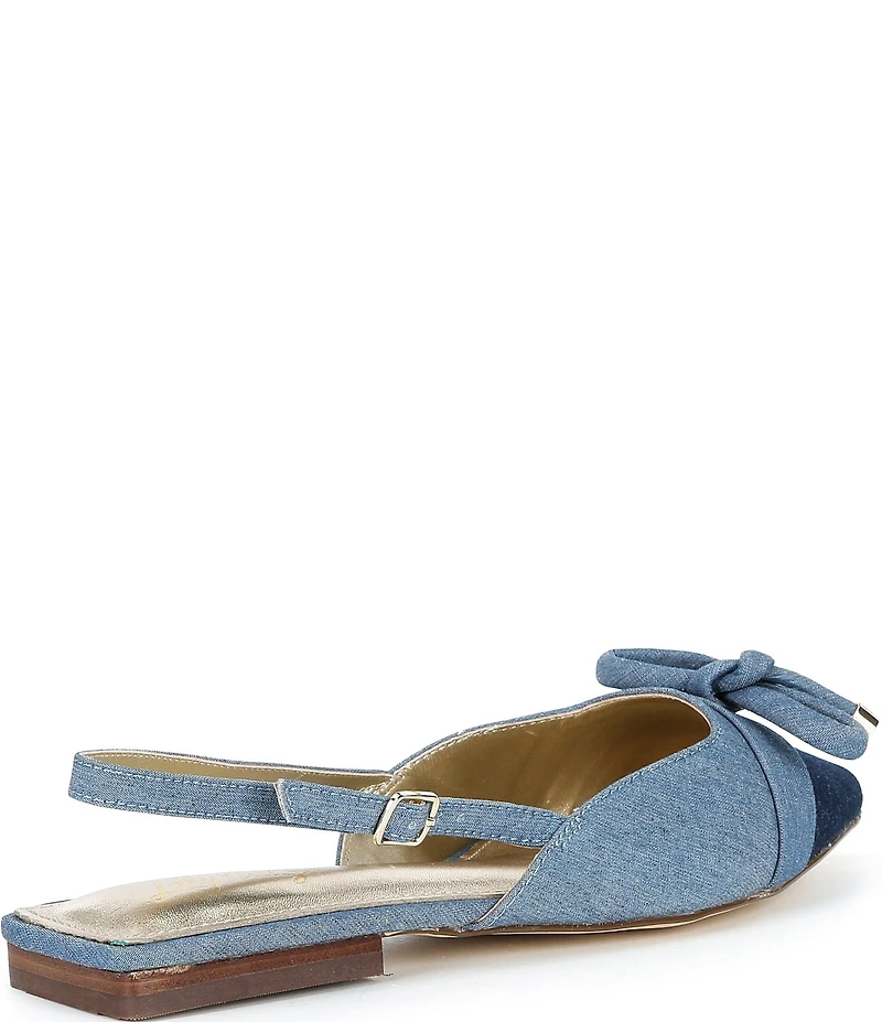 Lilly Pulitzer Brit Denim Bow Point Toe Slingback Flats