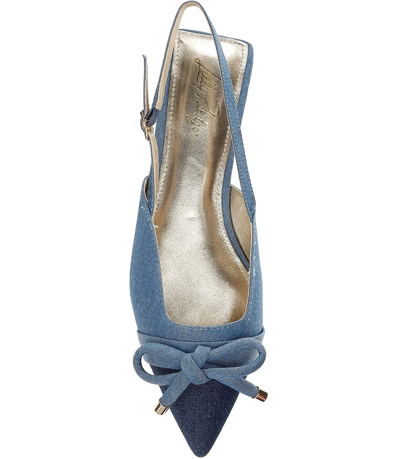Lilly Pulitzer Brit Denim Bow Point Toe Slingback Flats