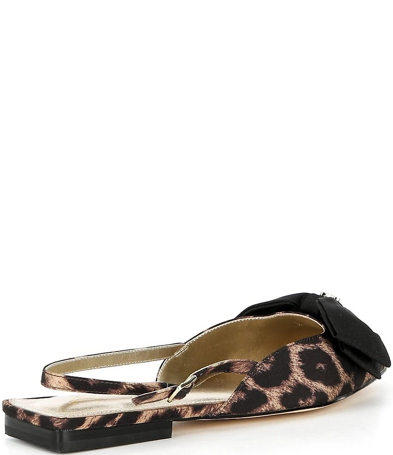 Lilly Pulitzer Brit Leopard Print Faille Bow Slingback Pointed Toe Flats