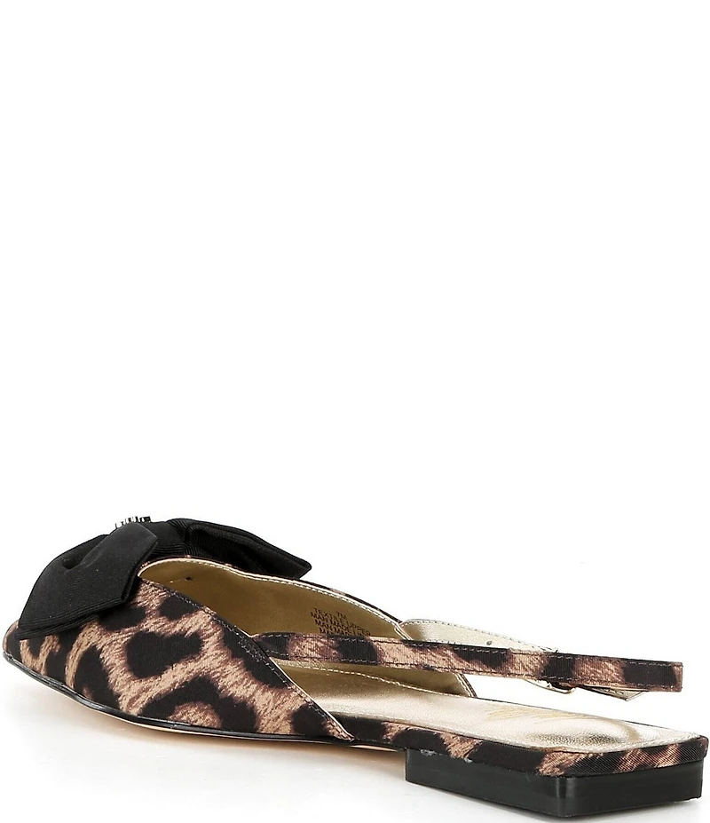 Lilly Pulitzer Brit Leopard Print Faille Bow Slingback Pointed Toe Flats