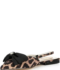 Lilly Pulitzer Brit Leopard Print Faille Bow Slingback Pointed Toe Flats