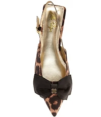 Lilly Pulitzer Brit Leopard Print Faille Bow Slingback Pointed Toe Flats