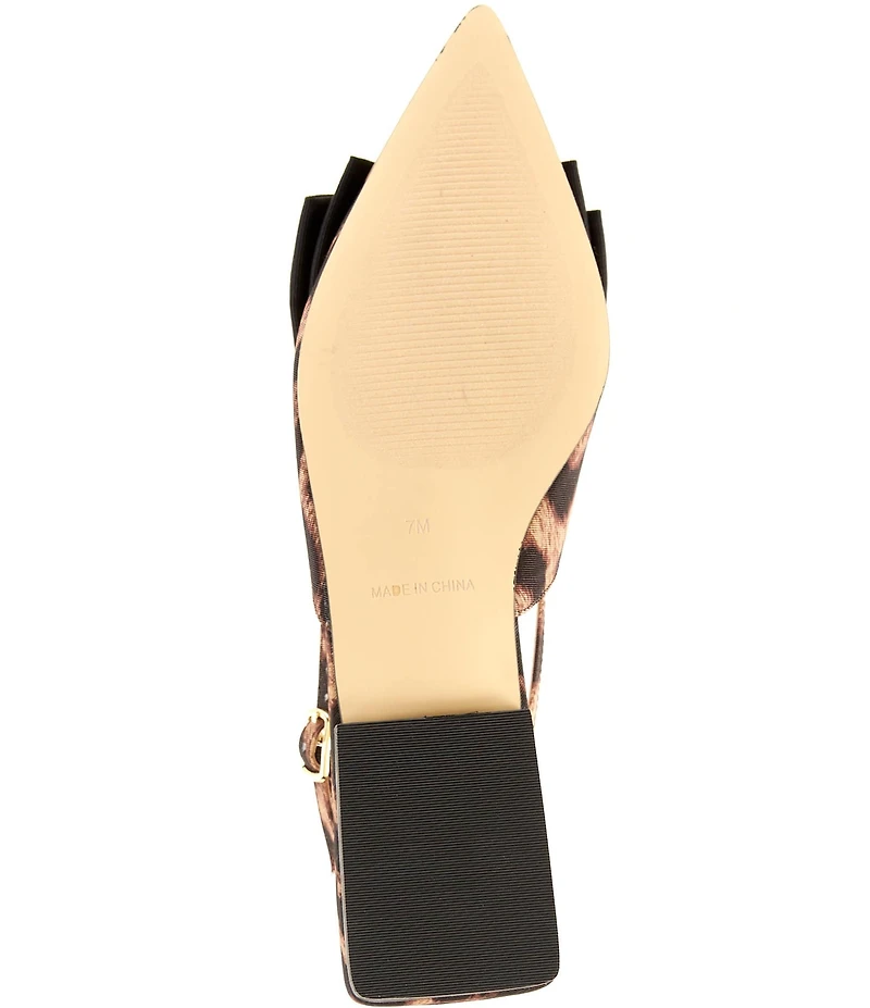 Lilly Pulitzer Brit Leopard Print Faille Bow Slingback Pointed Toe Flats