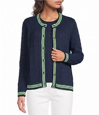 Lilly Pulitzer Brockton Cable Knit Crew Neck Long Sleeve Cardigan