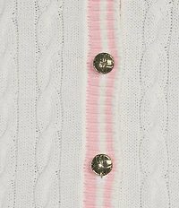 Lilly Pulitzer Brockton Cable Knit Crew Neck Long Sleeve Stripe Trim Cardigan