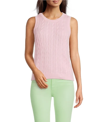 Lilly Pulitzer Brockton Combed Cable Knit Crew Neck Sleeveless Sweater Vest