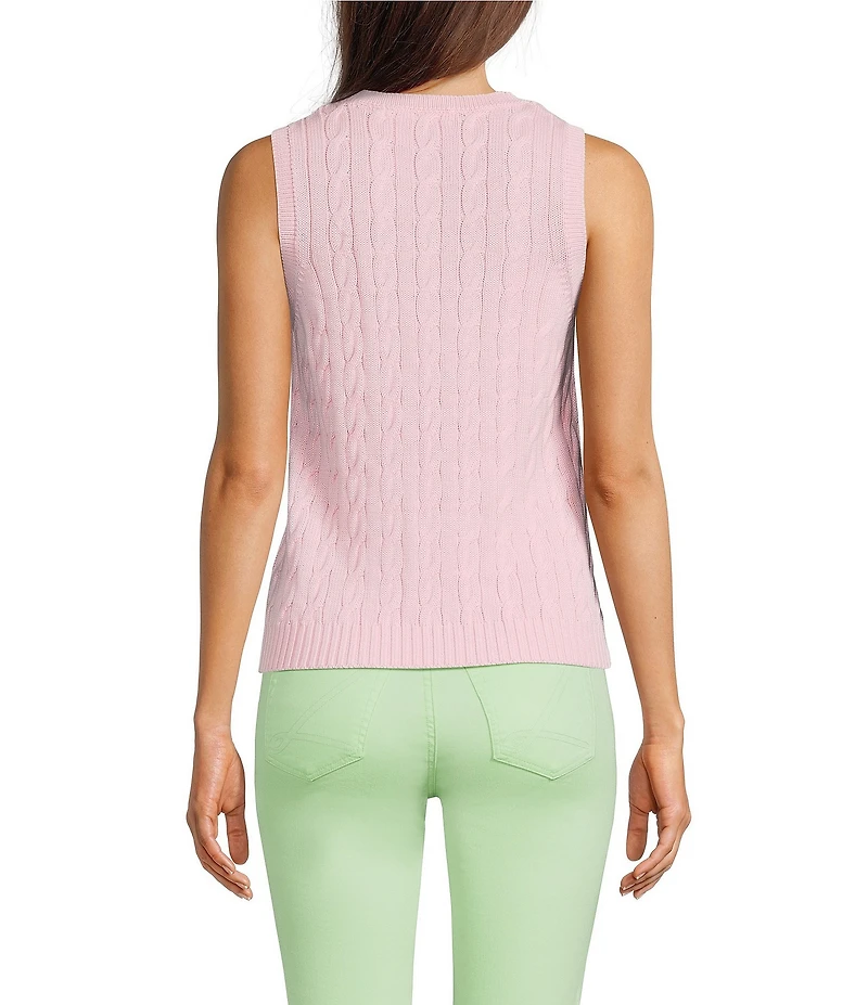 Lilly Pulitzer Brockton Combed Cable Knit Crew Neck Sleeveless Sweater Vest