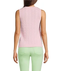 Lilly Pulitzer Brockton Combed Cable Knit Crew Neck Sleeveless Sweater Vest