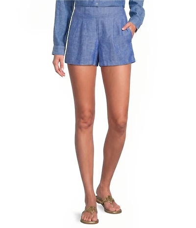 Lilly Pulitzer Captina Linen High-Rise Pull-On Shorts