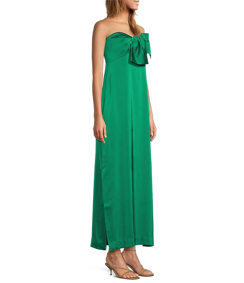 Lilly Pulitzer Carlynn Satin Bow Strapless Side Slit Maxi Dress
