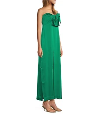 Lilly Pulitzer Carlynn Satin Bow Strapless Side Slit Maxi Dress