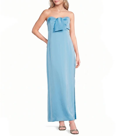 Lilly Pulitzer Carlynn Satin Bow Strapless Side Slit Maxi Dress