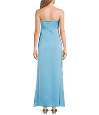 Lilly Pulitzer Carlynn Satin Bow Strapless Side Slit Maxi Dress