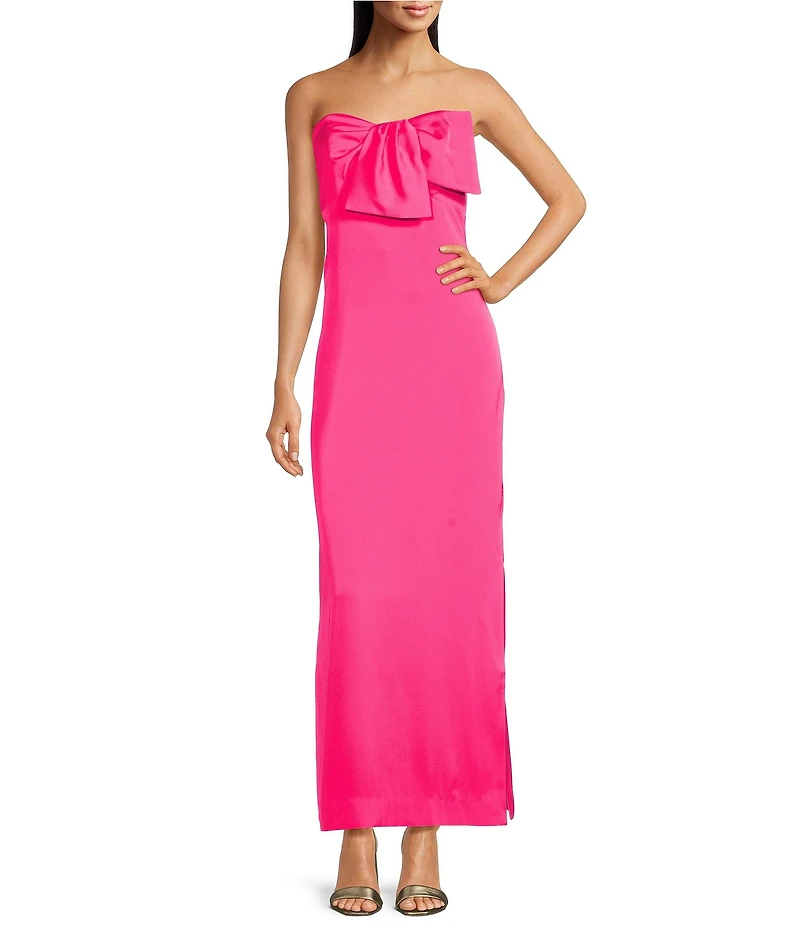Lilly Pulitzer Carlynn Satin Bow Strapless Side Slit Maxi Dress