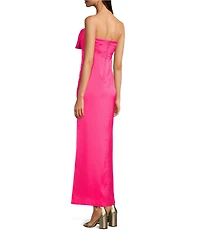 Lilly Pulitzer Carlynn Satin Bow Strapless Side Slit Maxi Dress
