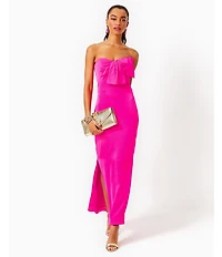 Lilly Pulitzer Carlynn Satin Bow Strapless Side Slit Maxi Dress